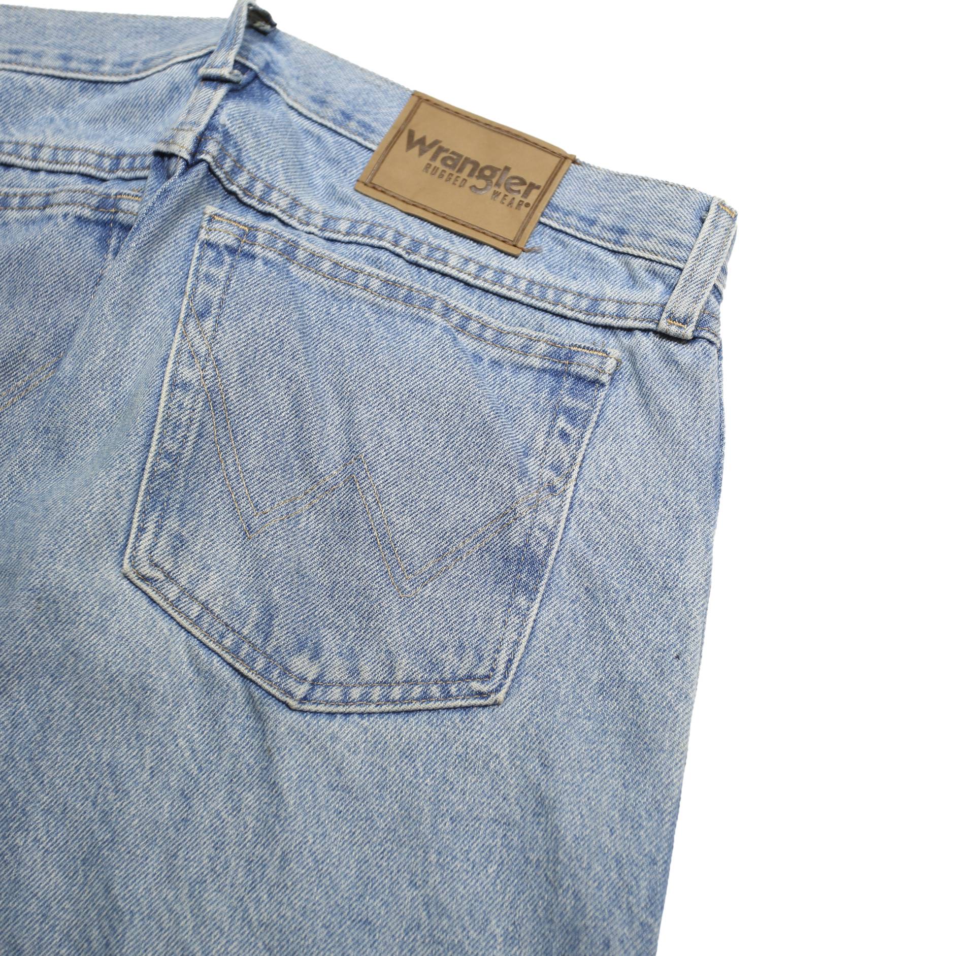 WRANGLER Mens Regular Fit Blue Denim Jeans W32 L25 Classic Cotton Zip Closure
