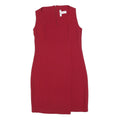 CELINE Womens Red Sleeveless Day Polyester Blend Shift Midi Dress M Elegant