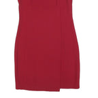 CELINE Womens Red Sleeveless Day Polyester Blend Shift Midi Dress M Elegant