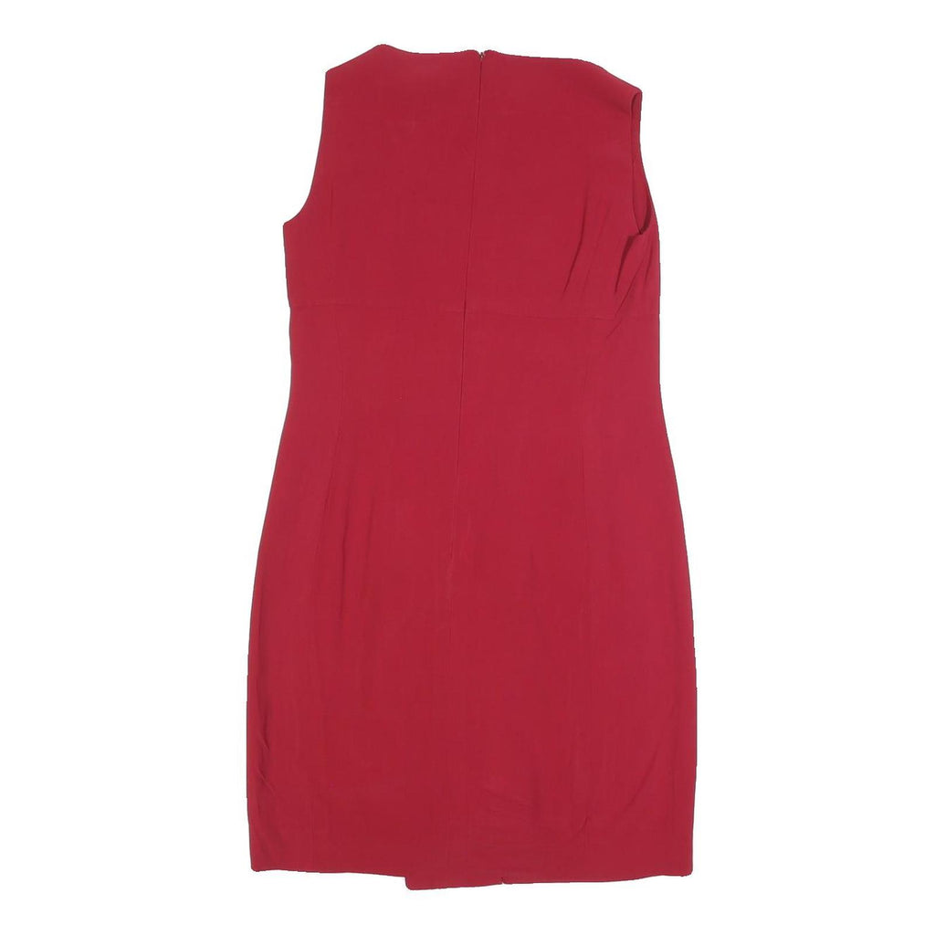 CELINE Womens Red Sleeveless Day Polyester Blend Shift Midi Dress M Elegant