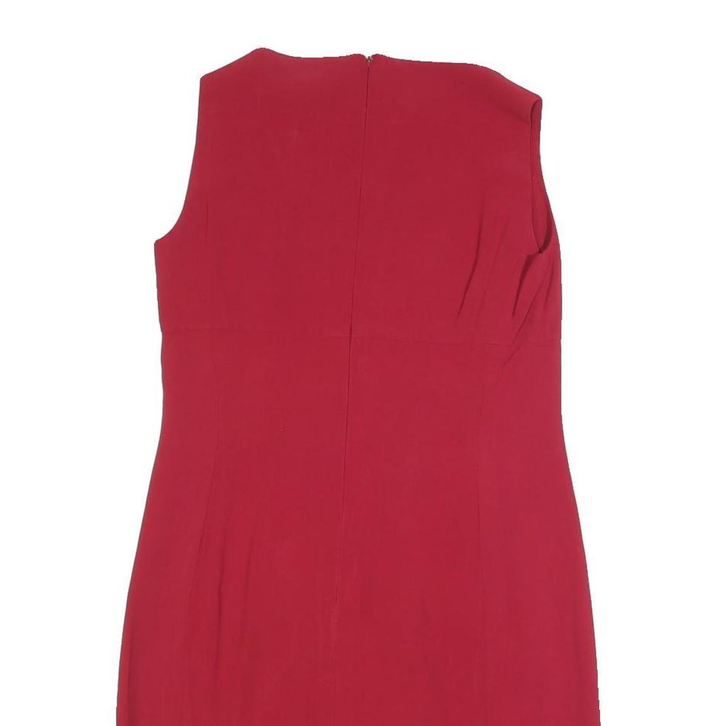 CELINE Womens Red Sleeveless Day Polyester Blend Shift Midi Dress M Elegant