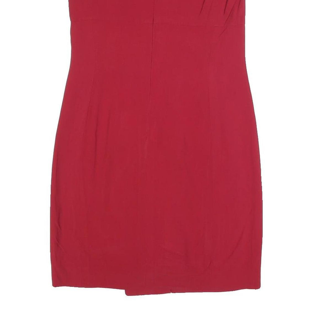 CELINE Womens Red Sleeveless Day Polyester Blend Shift Midi Dress M Elegant