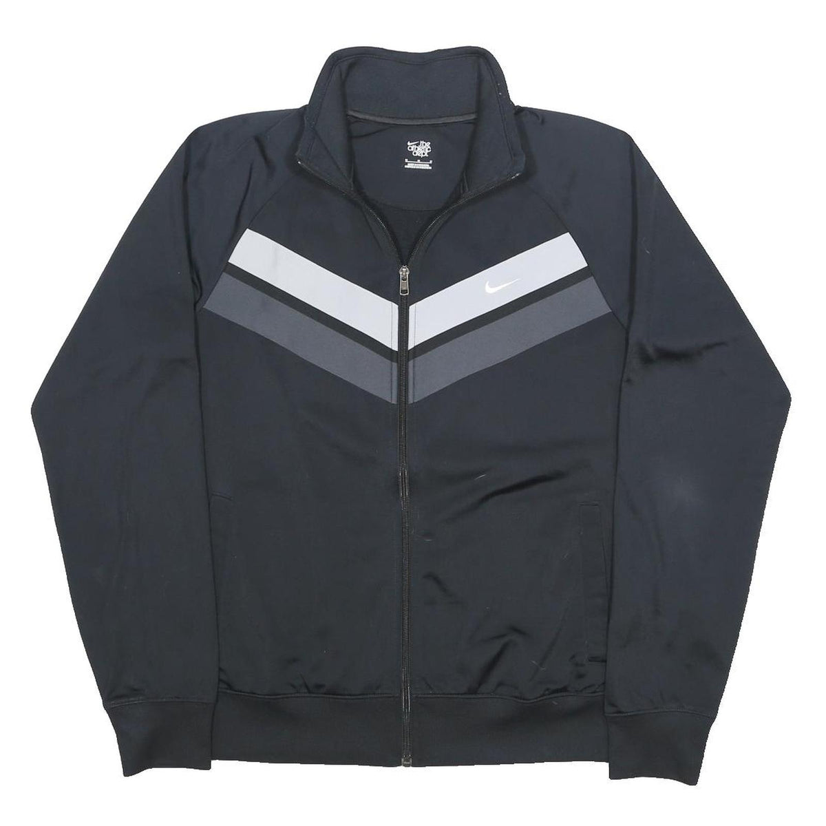 NIKE Mens Black & Grey Track Jacket M Polyester Zip Sports Casual