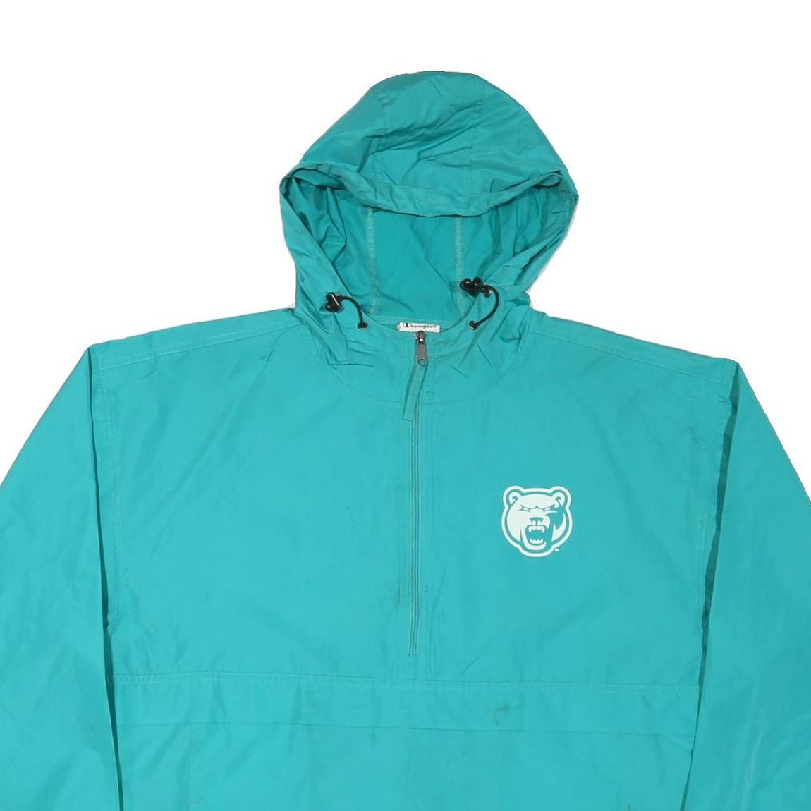 CHAMPION Mens Blue Green Hooded Nylon Jacket XL Windbreaker Zip Lightweight