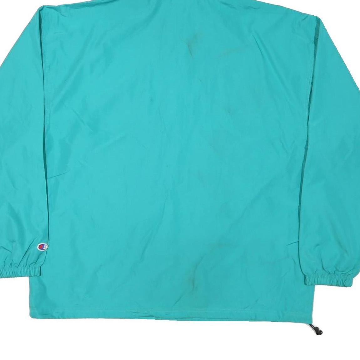 CHAMPION Mens Blue Green Hooded Nylon Jacket XL Windbreaker Zip Lightweight