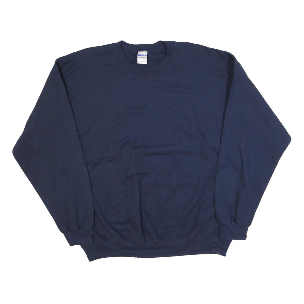 GILDAN Mens Navy Blue Crew Neck XL Plain Cotton Blend Sweatshirt Pullover