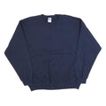 GILDAN Mens Navy Blue Crew Neck XL Plain Cotton Blend Sweatshirt Pullover