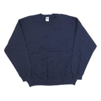GILDAN Mens Navy Blue Crew Neck XL Plain Cotton Blend Sweatshirt Pullover