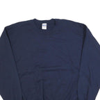 GILDAN Mens Navy Blue Crew Neck XL Plain Cotton Blend Sweatshirt Pullover