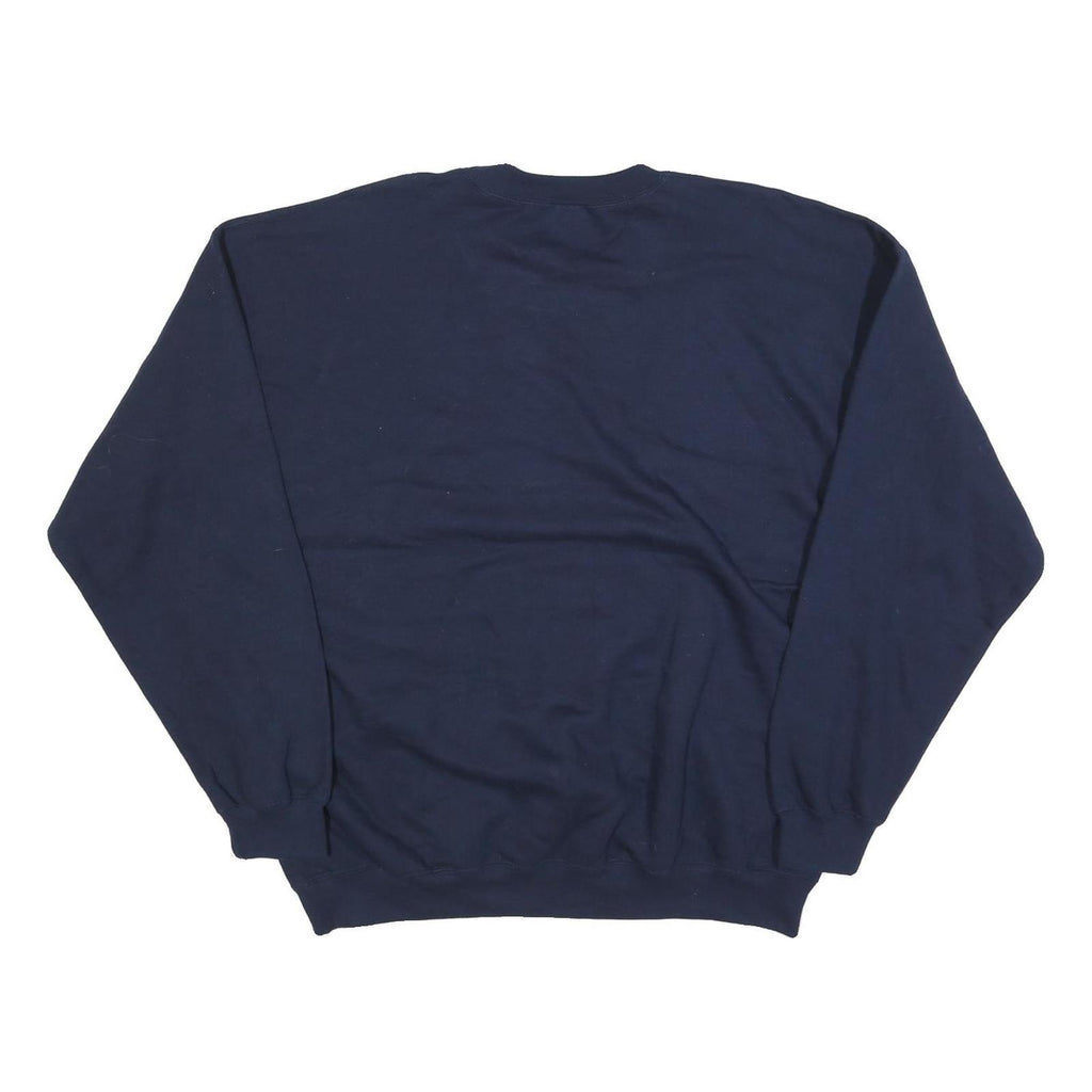 GILDAN Mens Navy Blue Crew Neck XL Plain Cotton Blend Sweatshirt Pullover