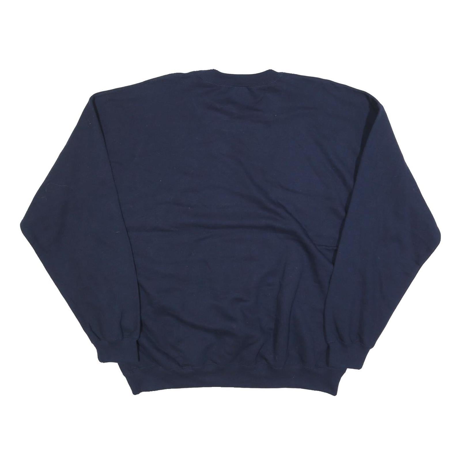 GILDAN Mens Navy Blue Crew Neck XL Plain Cotton Blend Sweatshirt Pullover