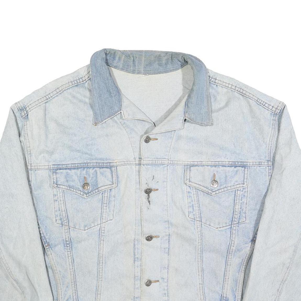 Mens Light Blue Denim Jacket XL Cotton Button Closure Casual Classic Fit