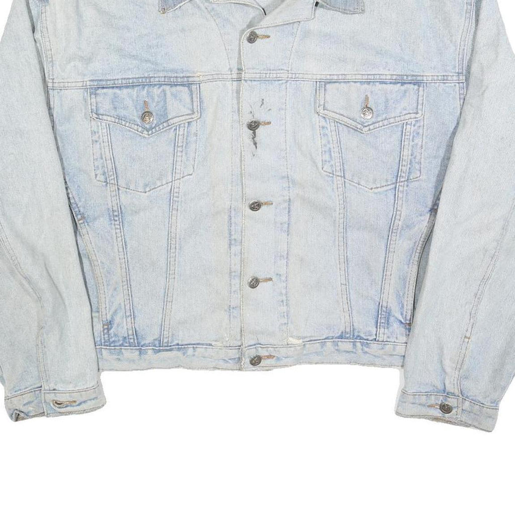 Mens Light Blue Denim Jacket XL Cotton Button Closure Casual Classic Fit