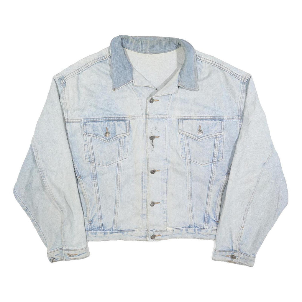 Mens Light Blue Denim Jacket XL Cotton Button Closure Casual Classic Fit