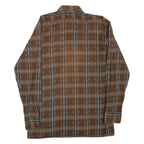 Mens Brown Pattern Plaid Cotton Shirt M Casual Retro Vintage Button Collar