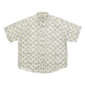 NATURAL ISSUE Mens White & Yellow Patterned Shirt L Cotton Blend Summer Casual
