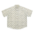 NATURAL ISSUE Mens White & Yellow Patterned Shirt L Cotton Blend Summer Casual