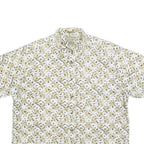 NATURAL ISSUE Mens White & Yellow Patterned Shirt L Cotton Blend Summer Casual