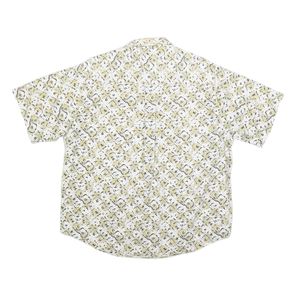 NATURAL ISSUE Mens White & Yellow Patterned Shirt L Cotton Blend Summer Casual