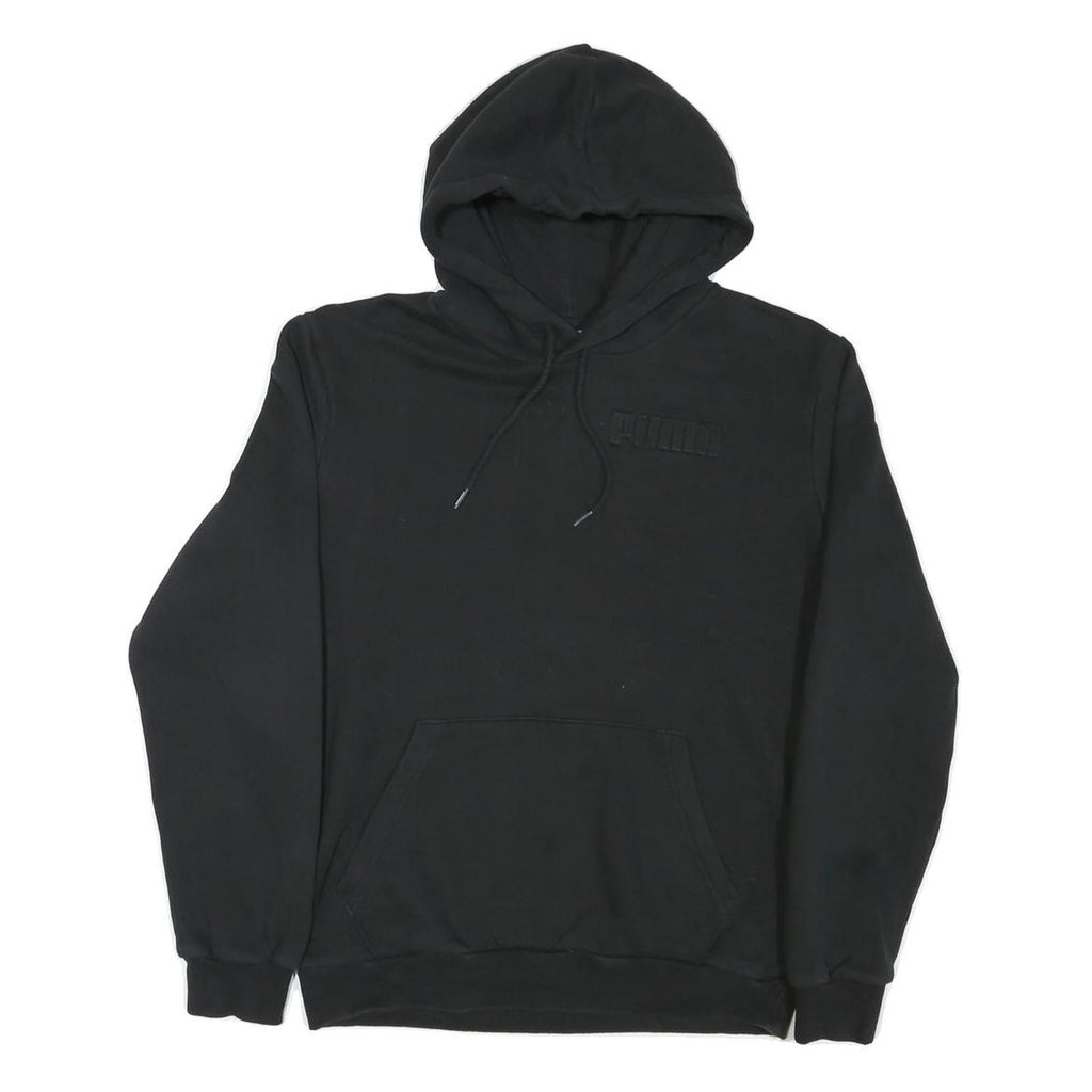 PUMA Mens Black Hoodie S Cotton Blend Pullover Drawstring Hood Pocket