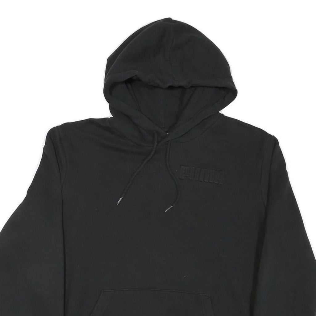 PUMA Mens Black Hoodie S Cotton Blend Pullover Drawstring Hood Pocket