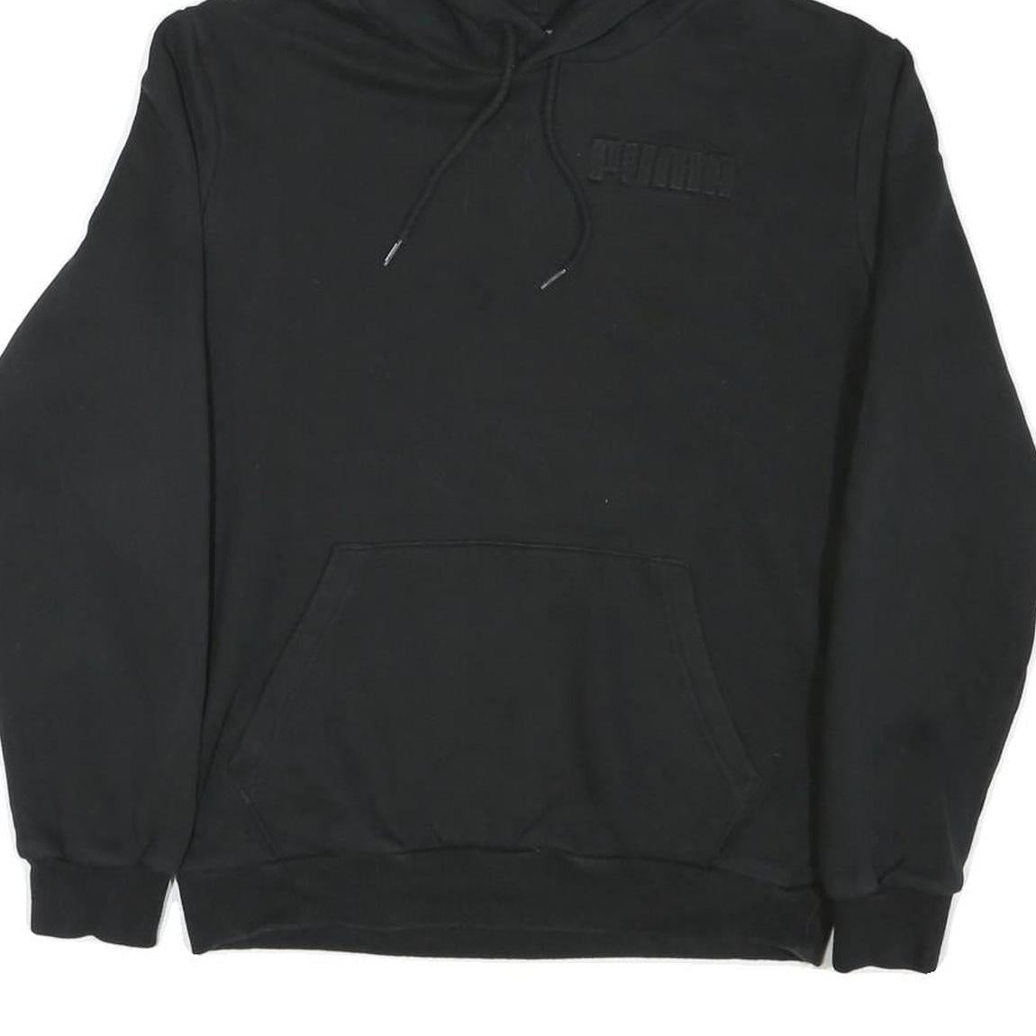 PUMA Mens Black Hoodie S Cotton Blend Pullover Drawstring Hood Pocket