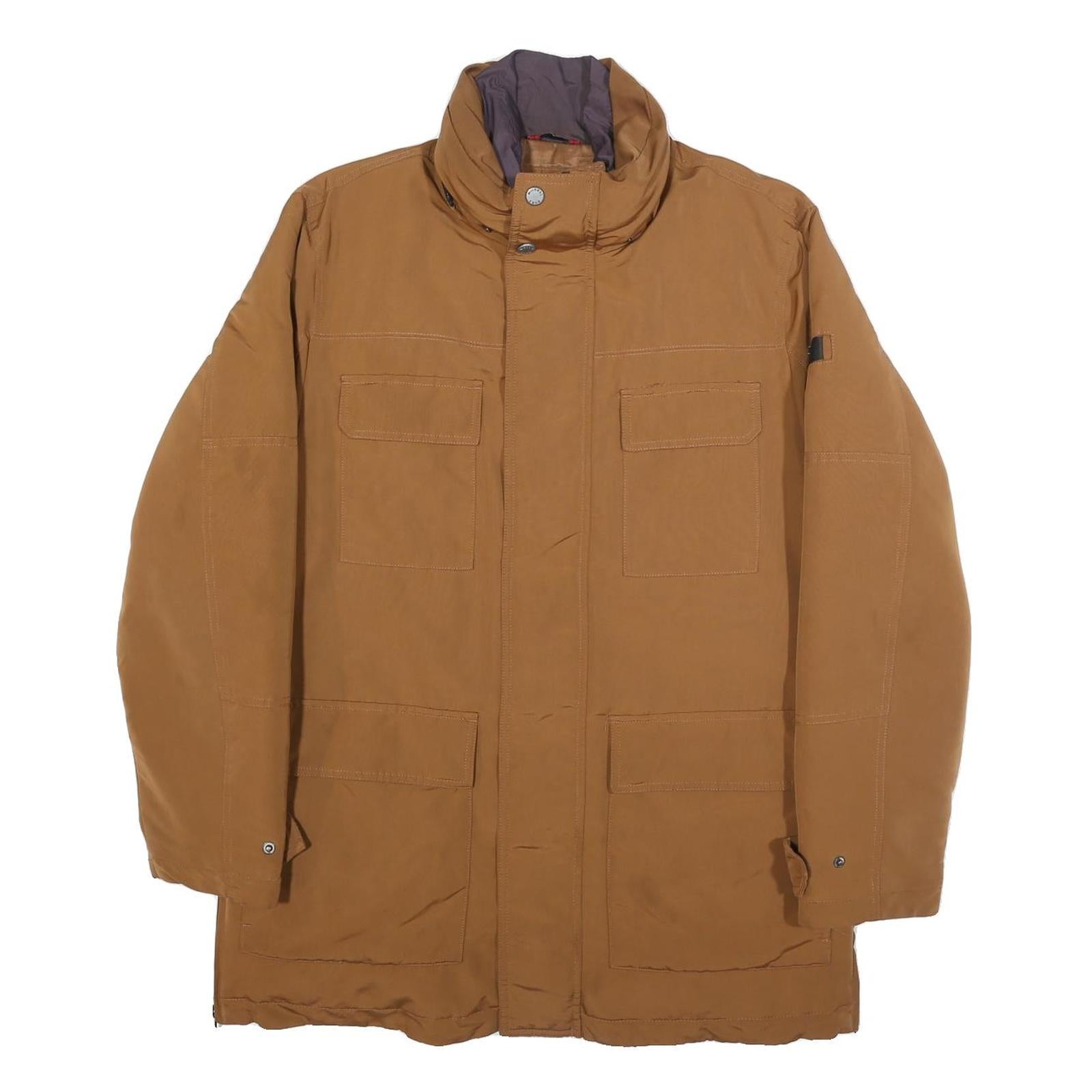 MICHAEL KORS Mens Brown Jacket S Nylon Plain Zip Closure Stylish Lightweight