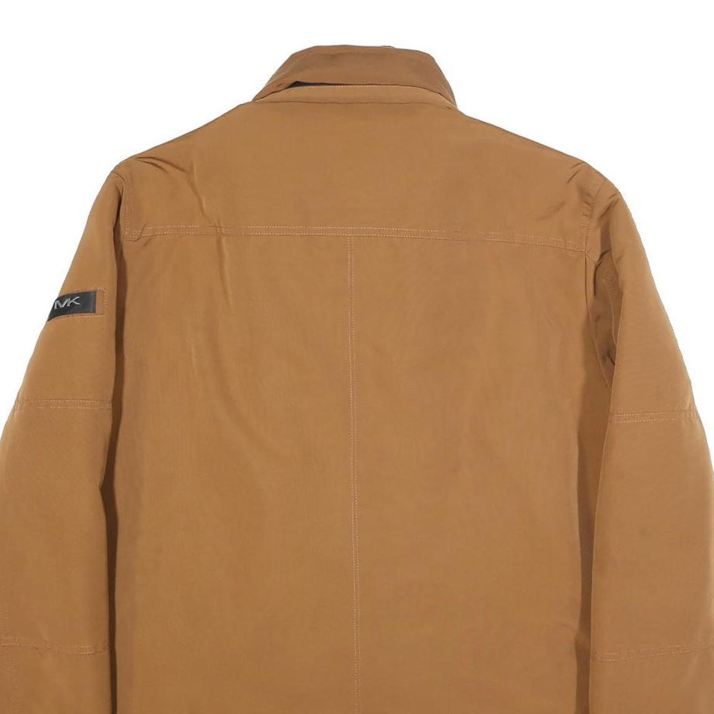 MICHAEL KORS Mens Brown Jacket S Nylon Plain Zip Closure Stylish Lightweight