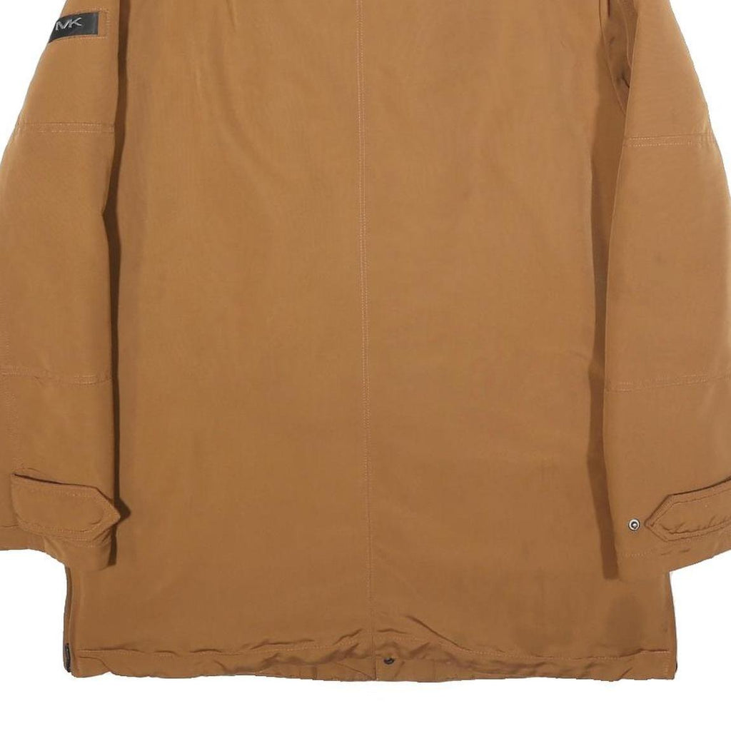 MICHAEL KORS Mens Brown Jacket S Nylon Plain Zip Closure Stylish Lightweight