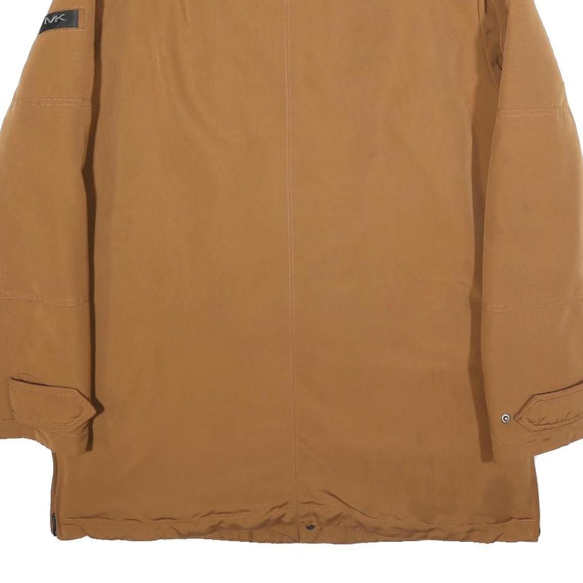 MICHAEL KORS Mens Brown Jacket S Nylon Plain Zip Closure Stylish Lightweight