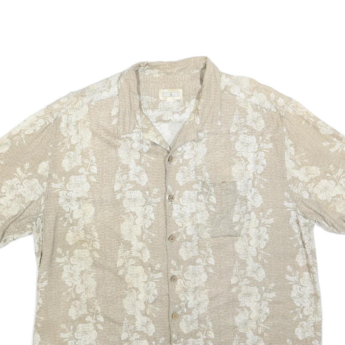 OCEAN & COAST Mens Beige & Cream Floral Pattern Shirt 2XL Casual Holiday Style
