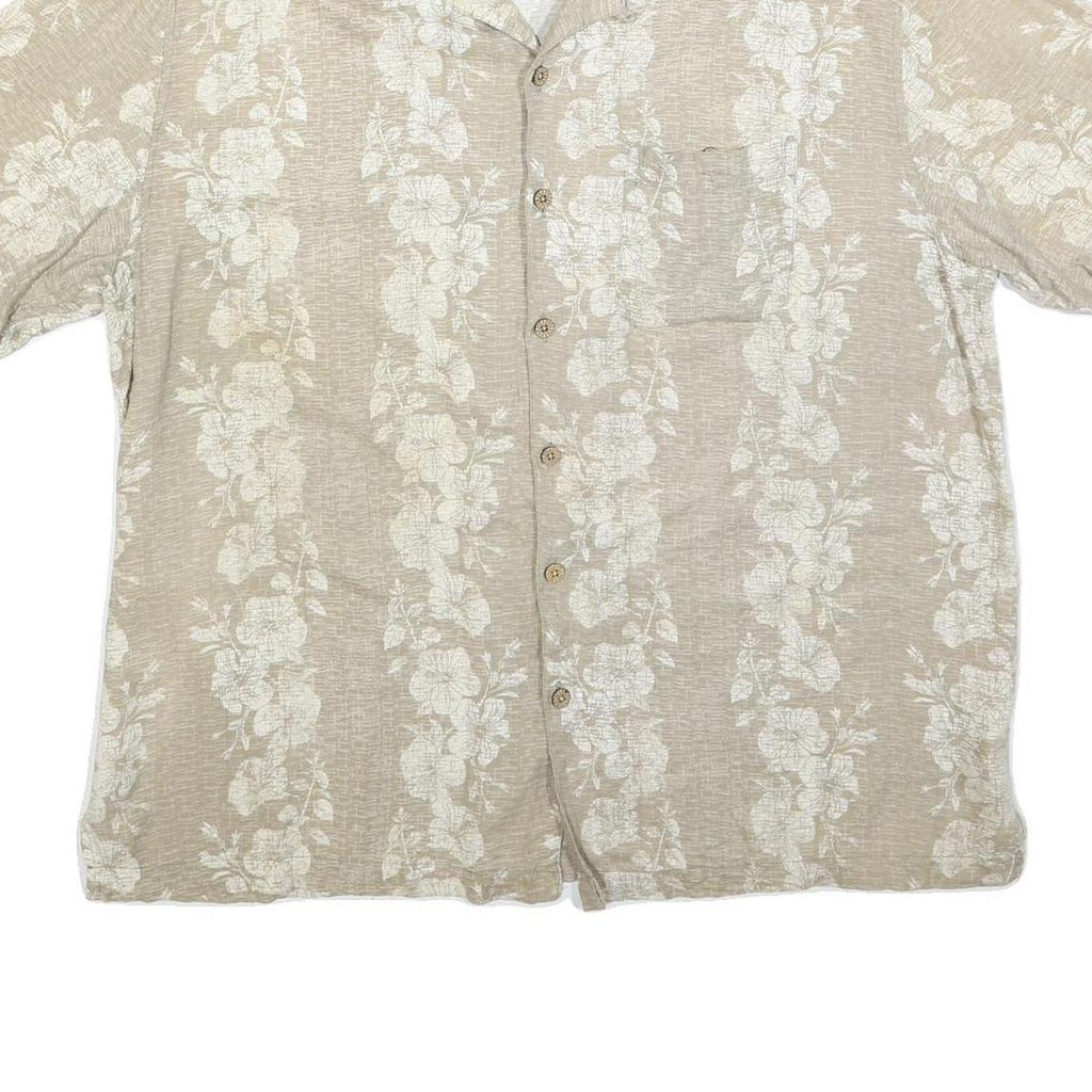 OCEAN & COAST Mens Beige & Cream Floral Pattern Shirt 2XL Casual Holiday Style