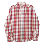 WRANGLER Mens Red & White Checked Shirt M Cotton Blend Casual Long Sleeve