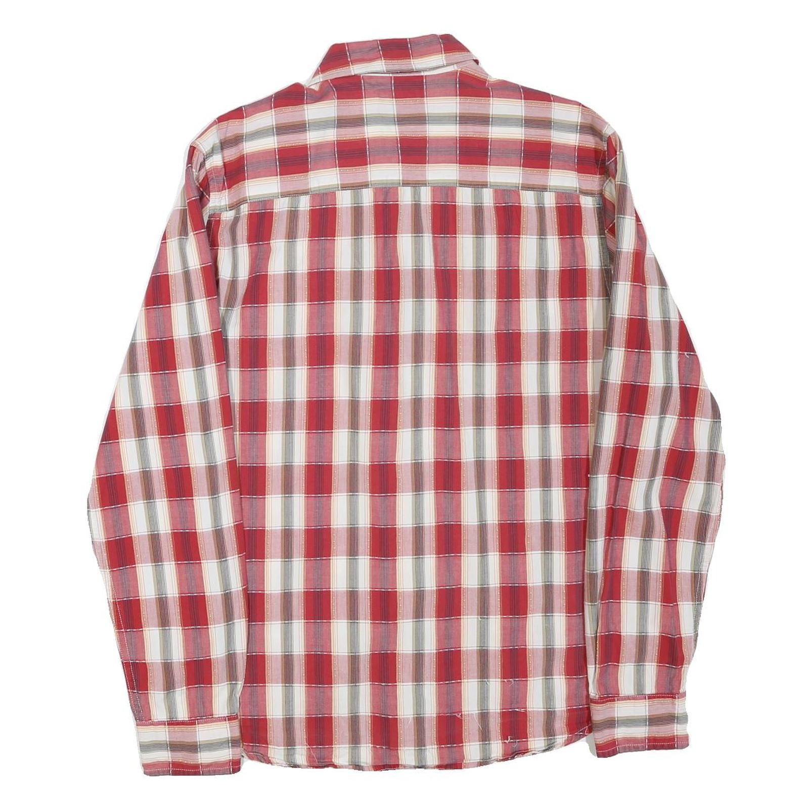 WRANGLER Mens Red & White Checked Shirt M Cotton Blend Casual Long Sleeve