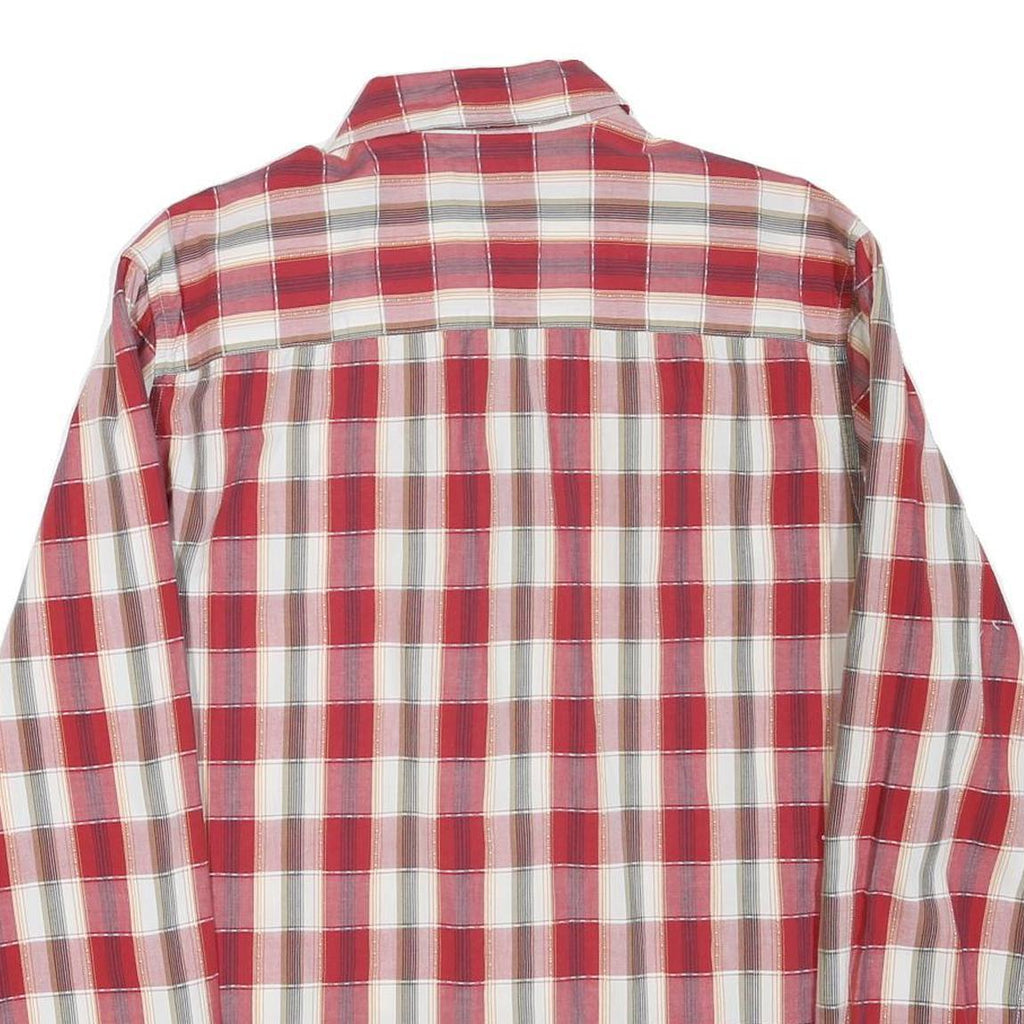 WRANGLER Mens Red & White Checked Shirt M Cotton Blend Casual Long Sleeve