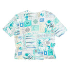 Womens Printed Blouse Blue Viscose Crazy Pattern L