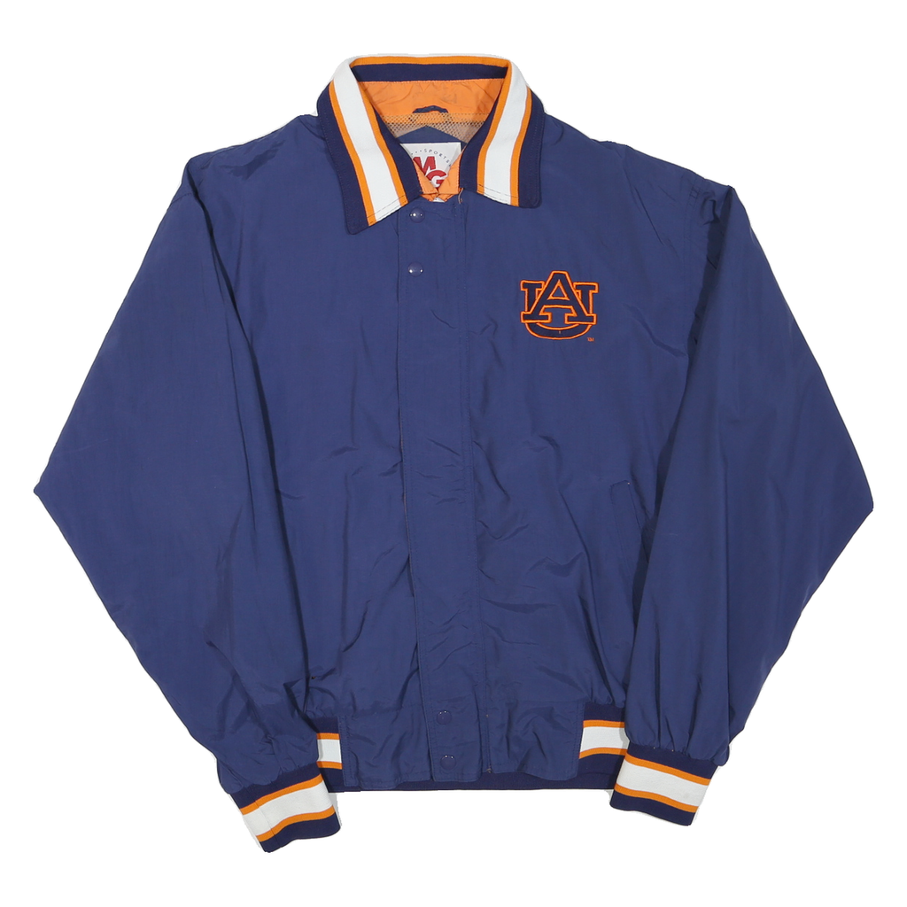Mens Blue Orange White Plain Track Jacket M Polyester Blend Zip Sporty Casual