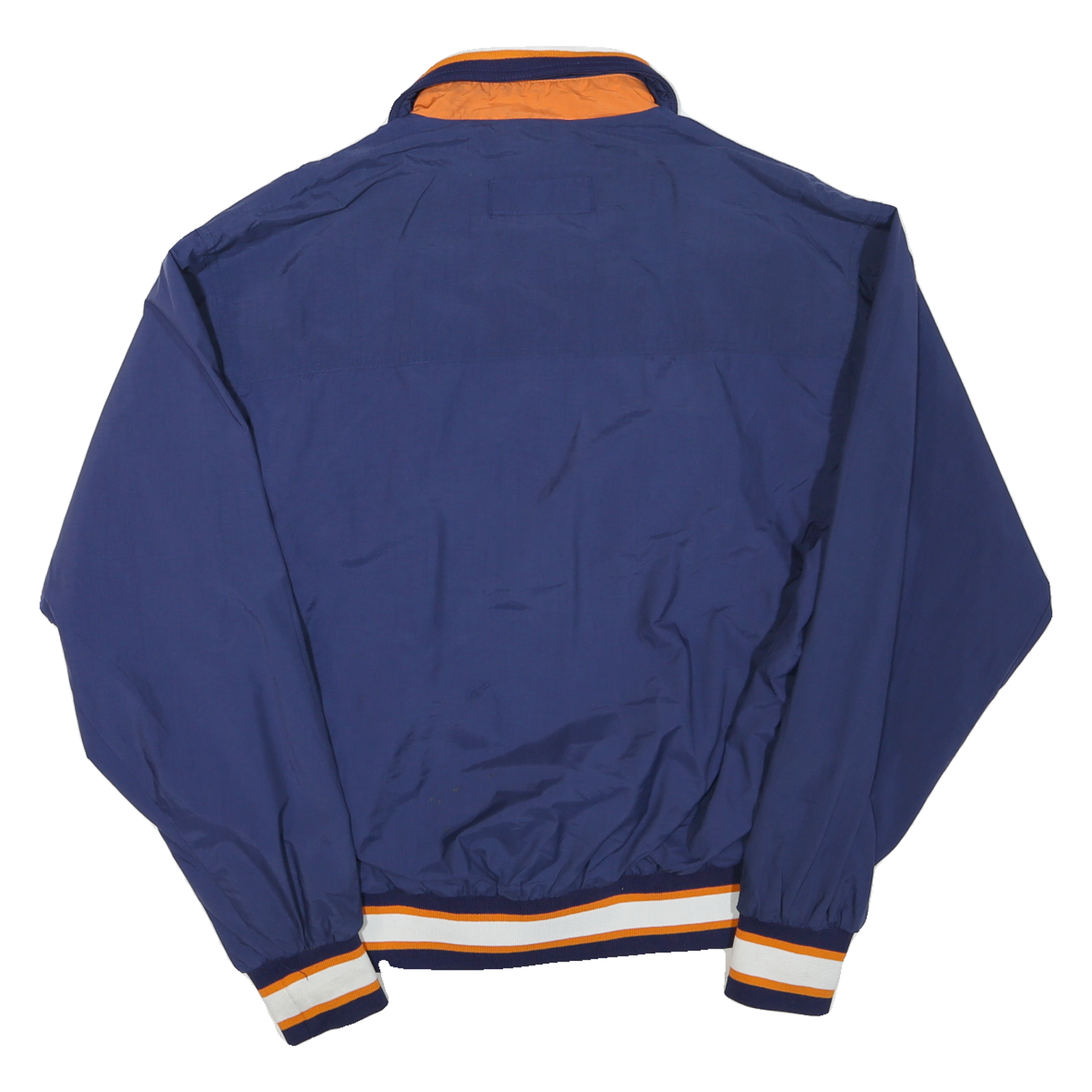 Mens Blue Orange White Plain Track Jacket M Polyester Blend Zip Sporty Casual