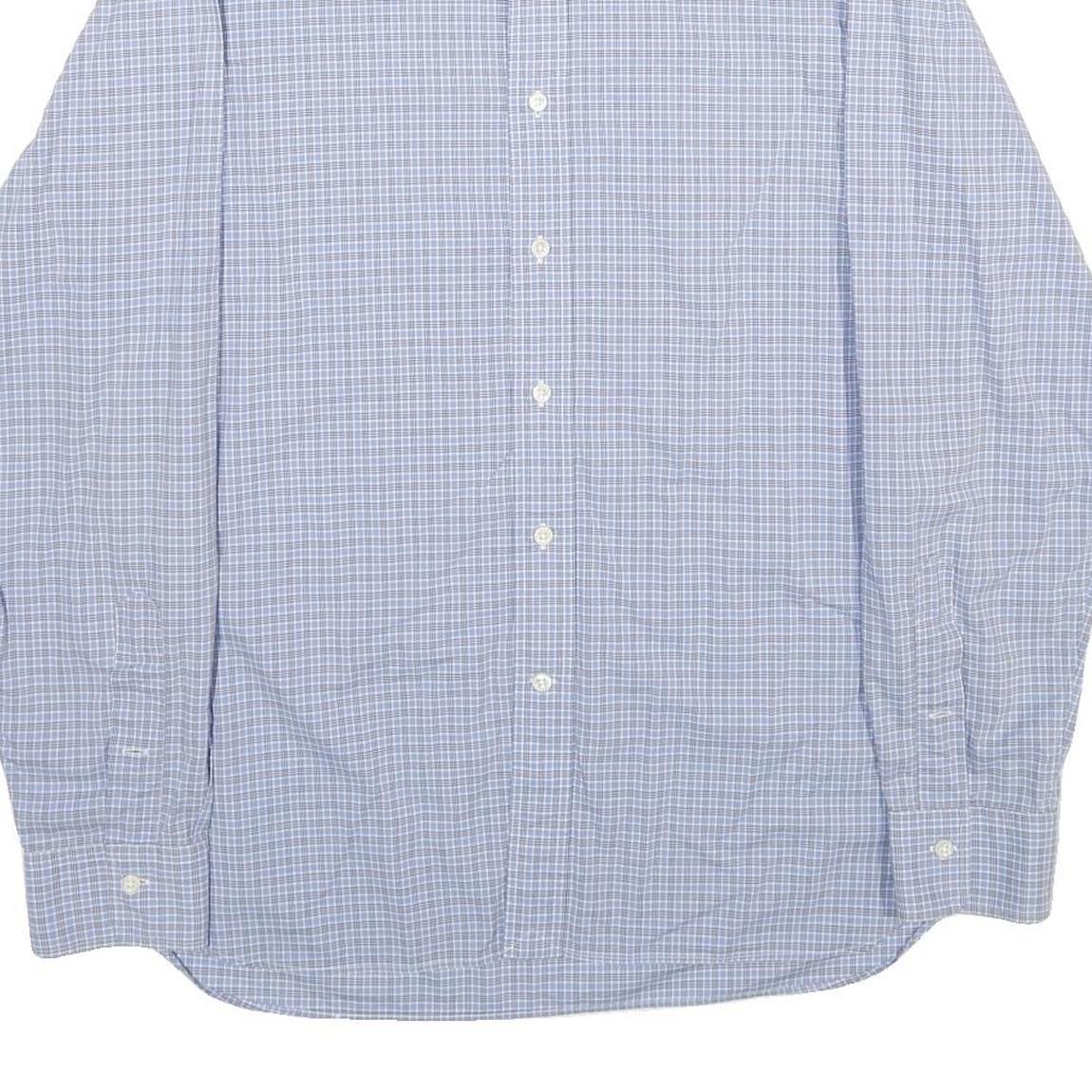 POLO RALPH LAUREN Mens Blue Check Shirt L Classic Cotton Long Sleeve Button