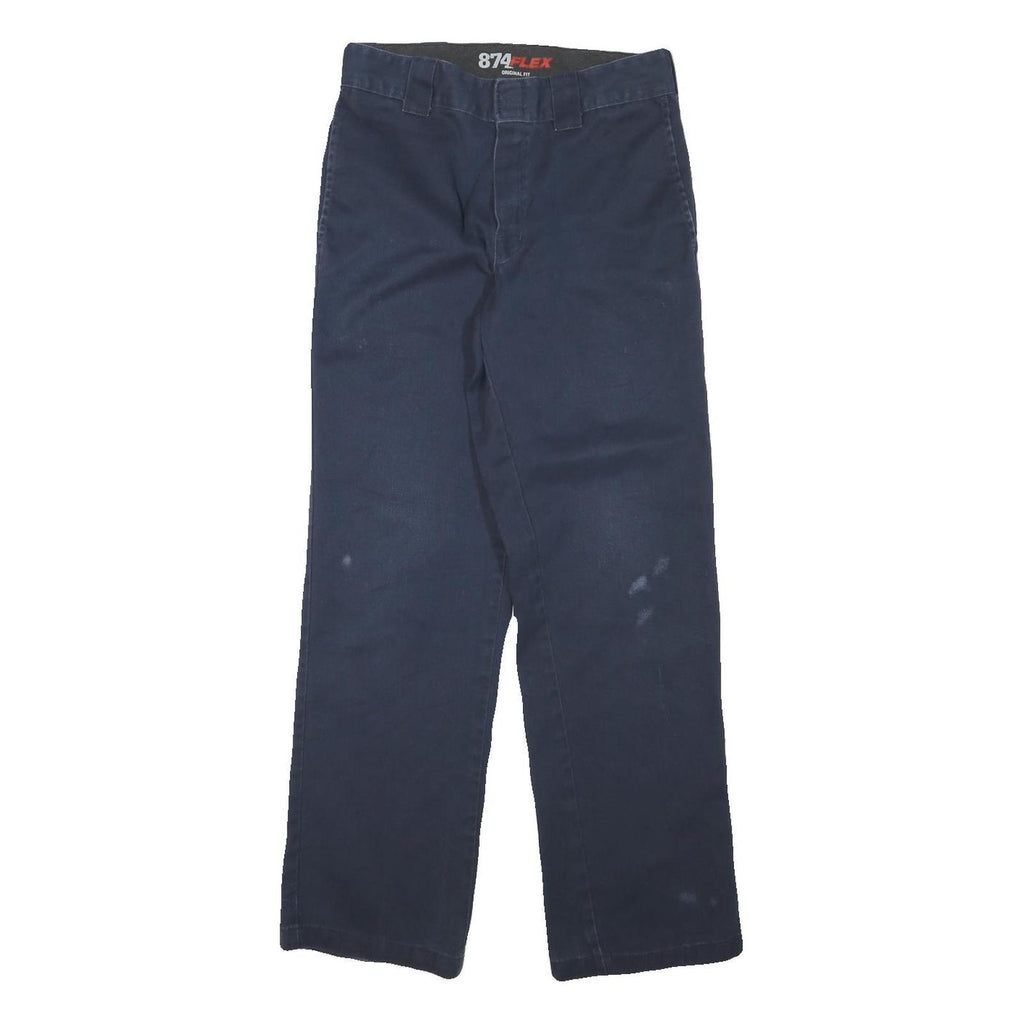 DICKIES Mens Cotton Blend Regular Navy Blue Trousers W28 L30 Workwear Zip