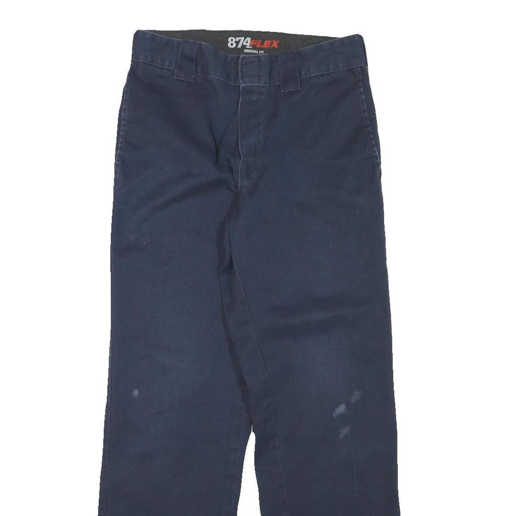 DICKIES Mens Cotton Blend Regular Navy Blue Trousers W28 L30 Workwear Zip