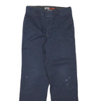 DICKIES Mens Cotton Blend Regular Navy Blue Trousers W28 L30 Workwear Zip