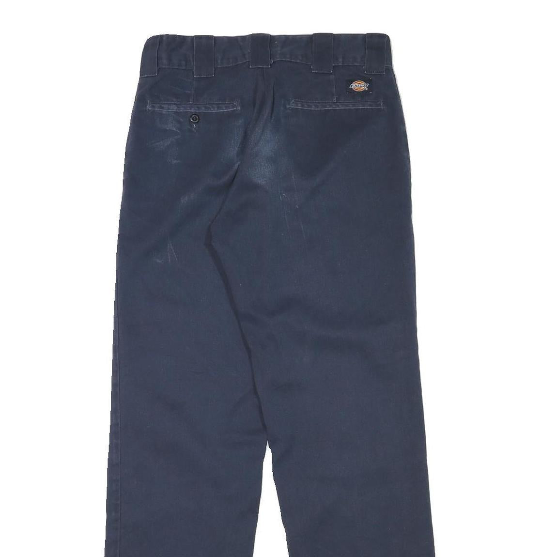 DICKIES Mens Cotton Blend Regular Navy Blue Trousers W28 L30 Workwear Zip