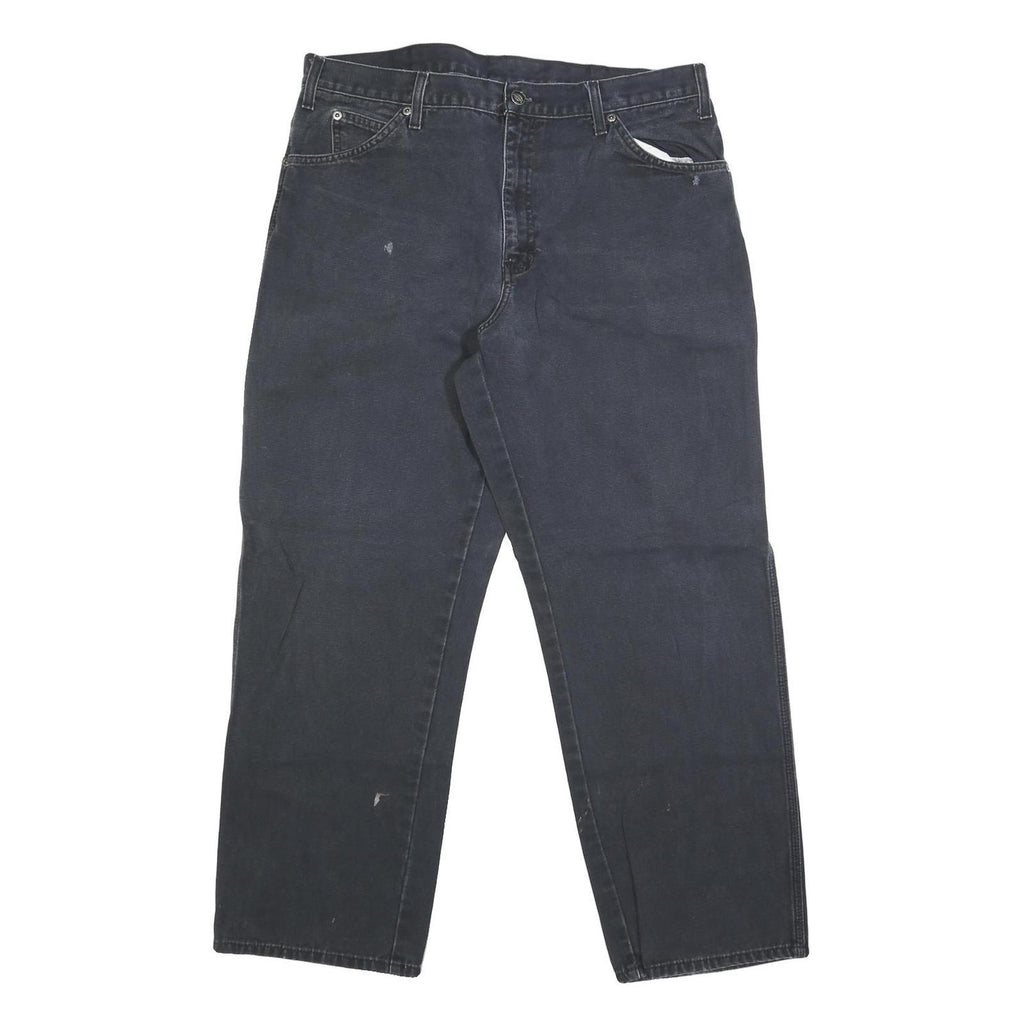 DICKIES Mens Regular Fit Workwear Black Denim Jeans W36 L30 Zip Closure