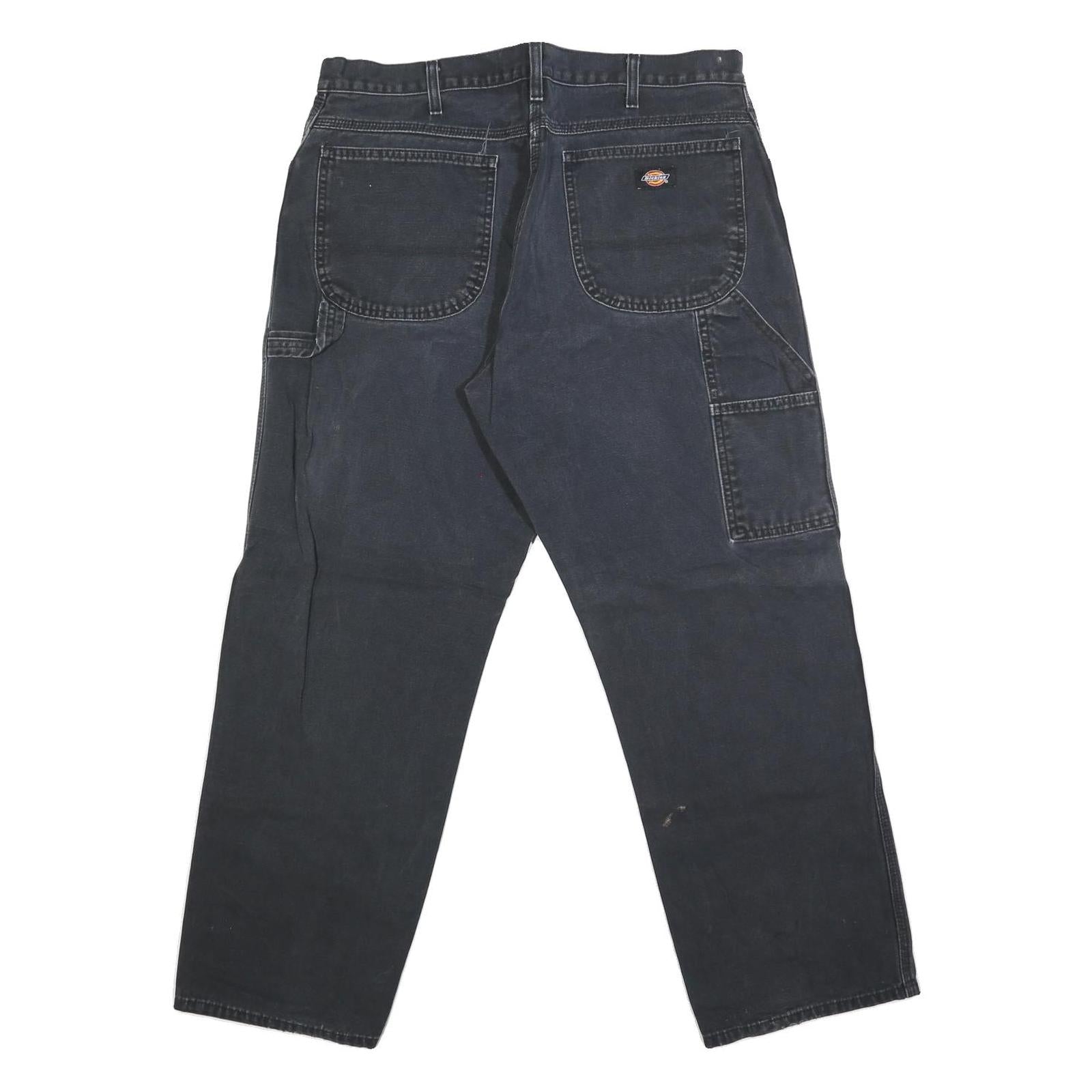 DICKIES Mens Regular Fit Workwear Black Denim Jeans W36 L30 Zip Closure