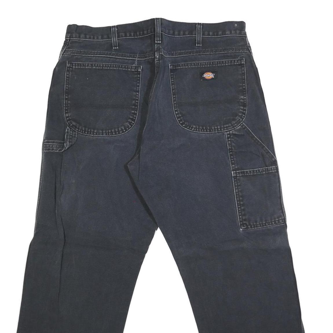 DICKIES Mens Regular Fit Workwear Black Denim Jeans W36 L30 Zip Closure