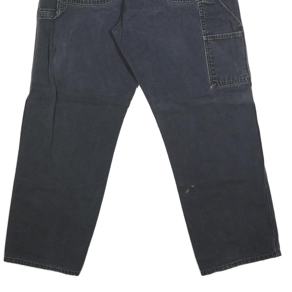 DICKIES Mens Regular Fit Workwear Black Denim Jeans W36 L30 Zip Closure