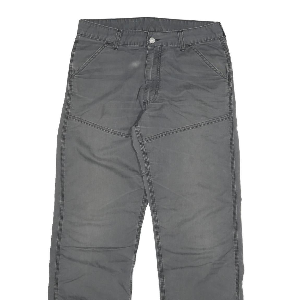 CARHARTT Mens Regular Grey Cotton Blend Regular Fit Trousers W34 L30 Workwear