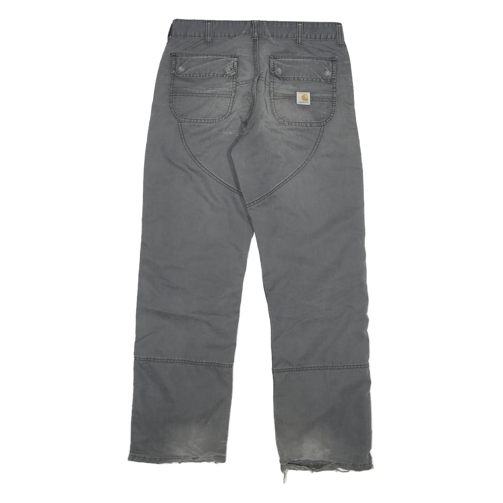 CARHARTT Mens Regular Grey Cotton Blend Regular Fit Trousers W34 L30 Workwear