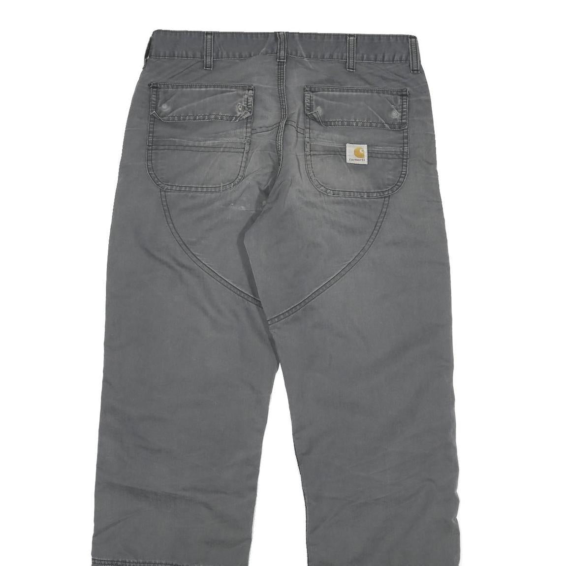 CARHARTT Mens Regular Grey Cotton Blend Regular Fit Trousers W34 L30 Workwear